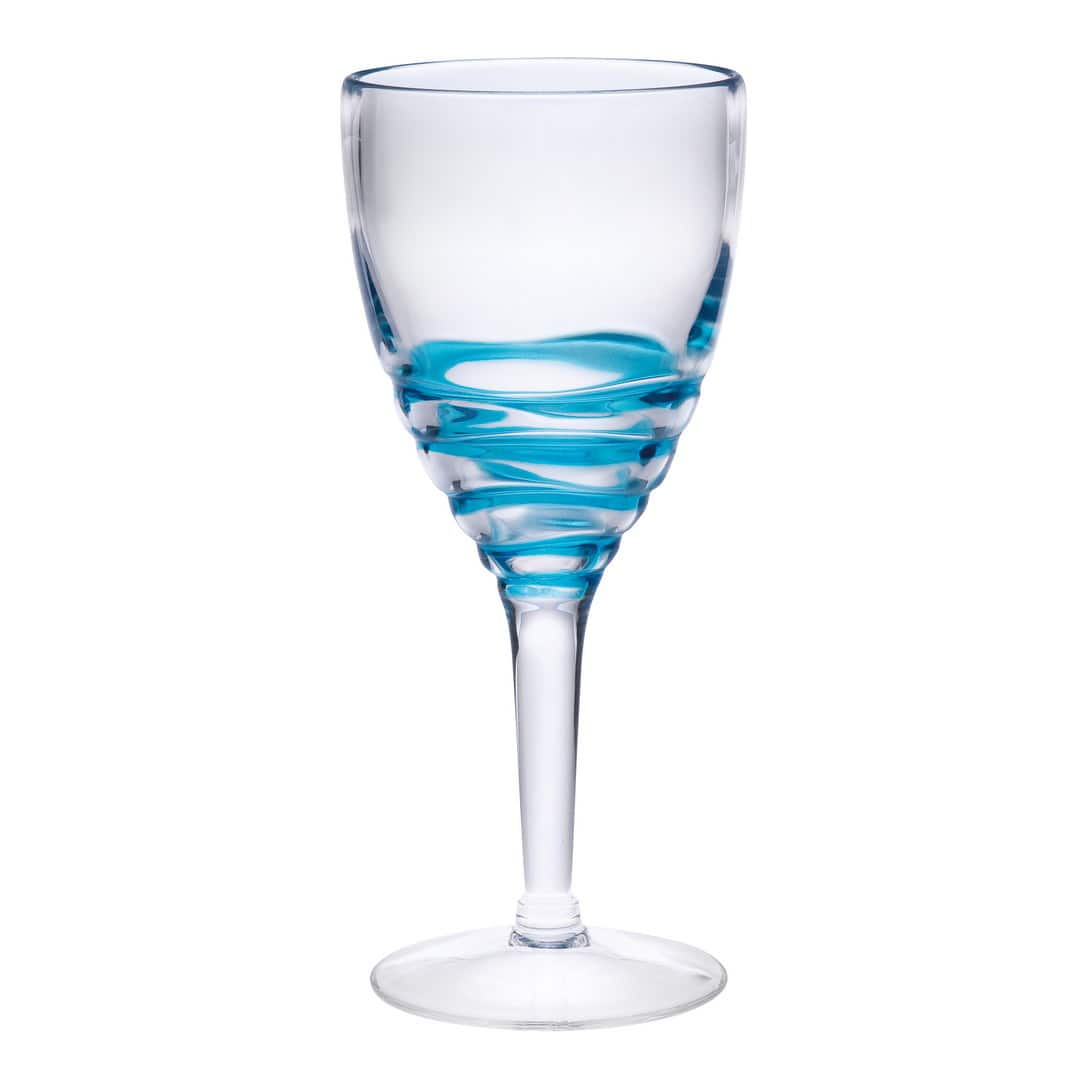APRILSOUL - Swirl Plastic Wine Glasses Set of 4 BPA Free Acrylic Unbreakable Red White Wine Glasses - Blue