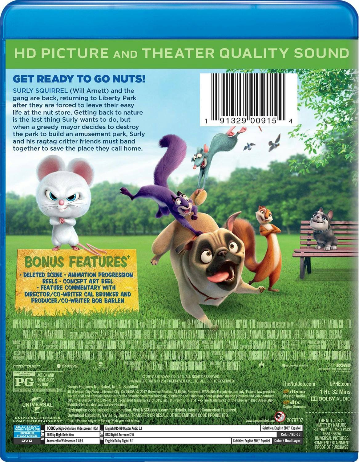 Back. The Nut Job 2: Nutty By Nature (DVD + Digital) [Blu-ray].