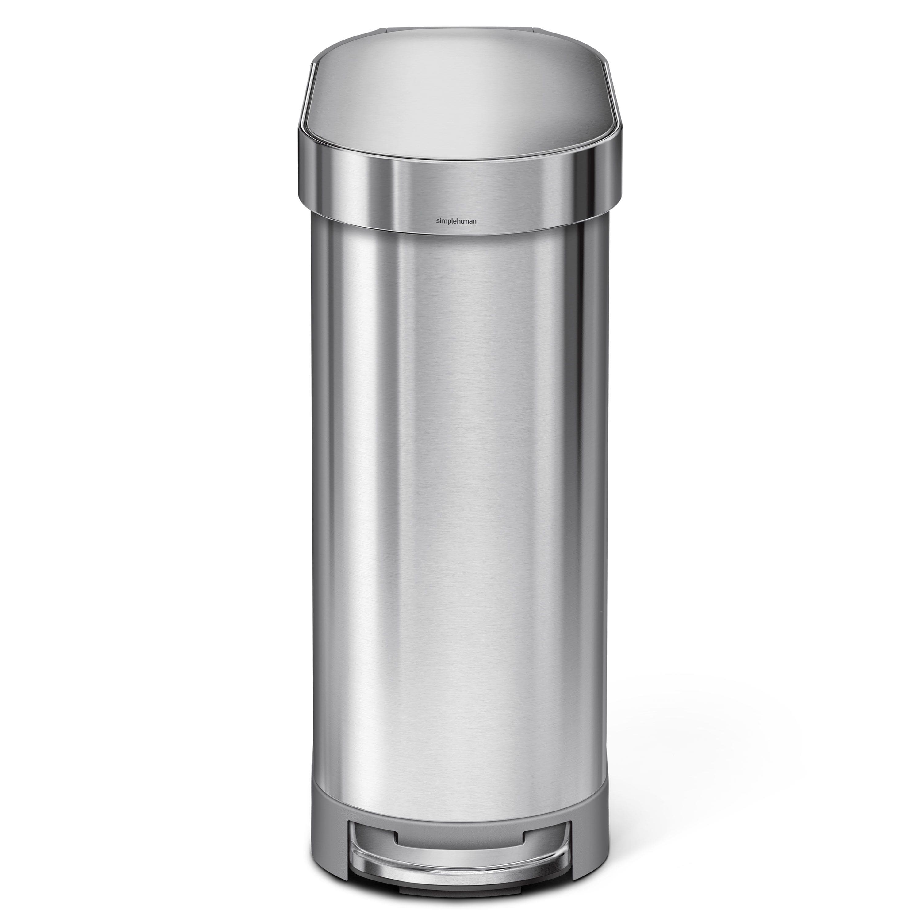 Alt View 1. simplehuman - 45L slim step can, brushed stainless steel - Brushed.
