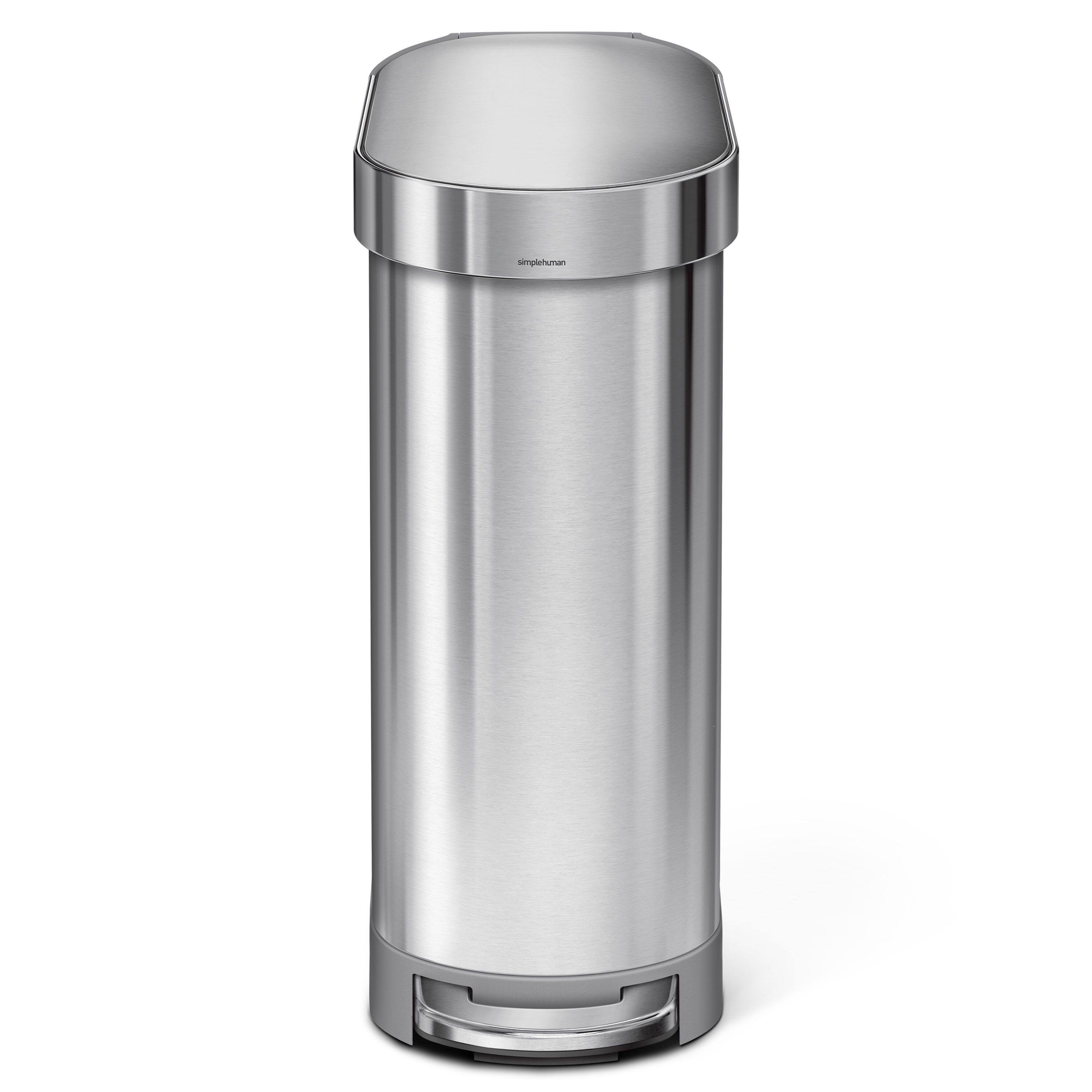 Alt View 1. simplehuman - 45L slim step can, brushed stainless steel - Brushed.