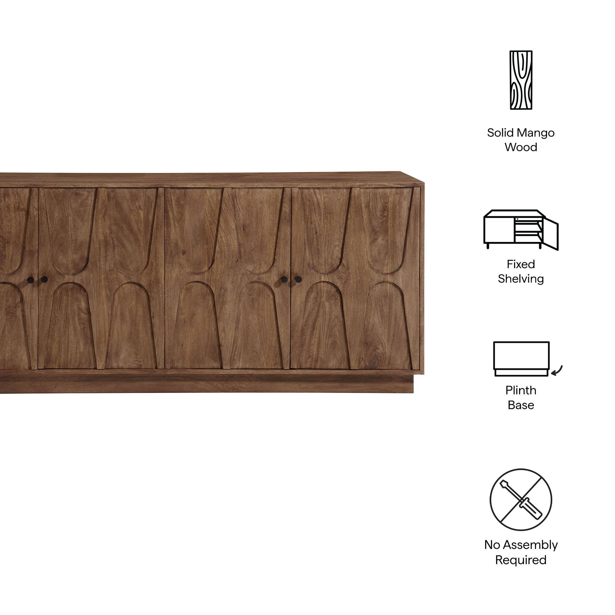 Solid Mango Wood Fixed Shelving Plinth Base No Assembly Required
