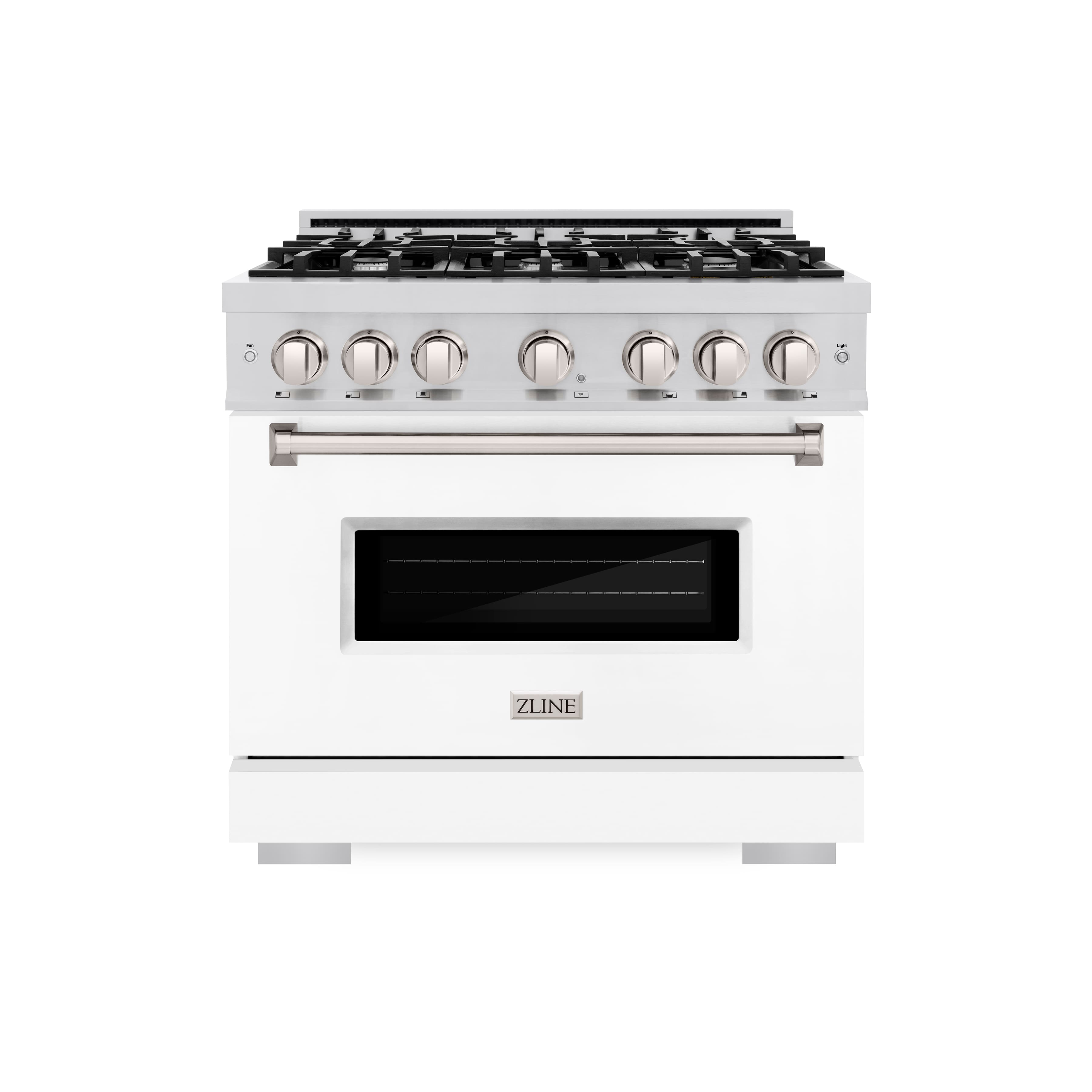 Front. ZLINE - ZLINE 36" Classic Dual Fuel Range with 6 Burners and Convection Oven (CDR-WM-36) - Satin Steel/Black Matte.