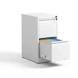 Boyel Living - 2-Drawer Metal Vertical File Cabinet with Lock, Steel Office Filing Cabinet for A4/Legal - White