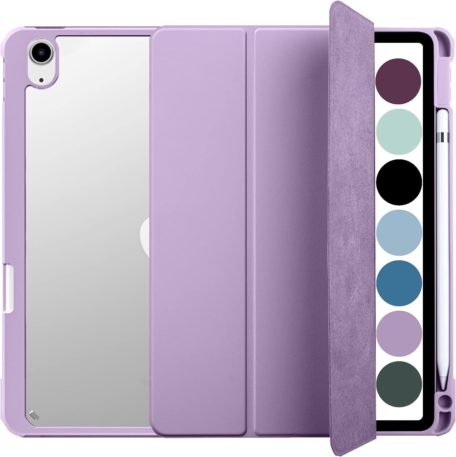 Front. DuraSafe Cases - iPad Air 11" M3/M2 & Air 10.9" 5th/4th Gen Slim Pencil-Storage Case with Auto Sleep/Wake A2316 A2324 A2325 A2072 A2588 - Purple.
