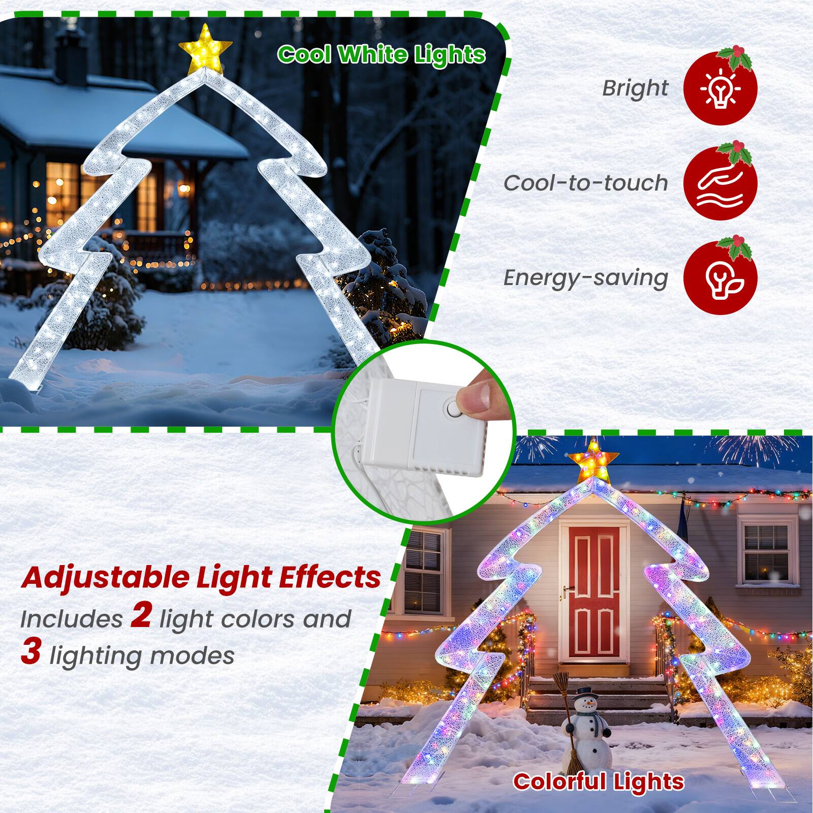 Alt View 1. Gymax - Gymax 8.8 FT Christmas Tree-shaped Archway w/Top Star Adjustable LED LightsZip Ties  Outdoor - White.