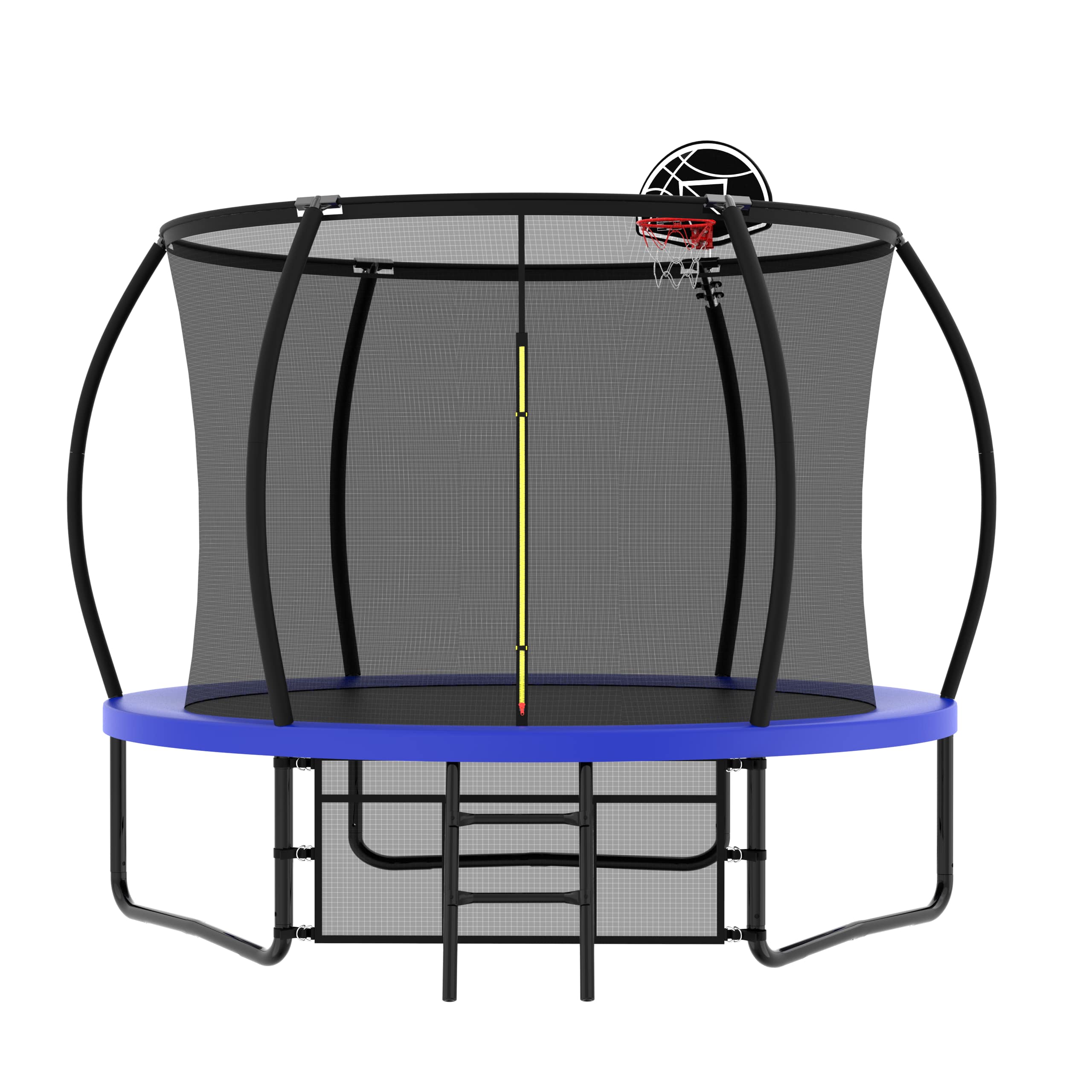 Anysun - 10FT Pumpkin Trampoline, Outdoor Trampoline with Basketball Hoop, Enclosure Net and Ladder - Blue