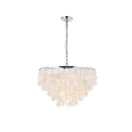 Living District - Selene 6 light Chrome Pendant - Chrome And White