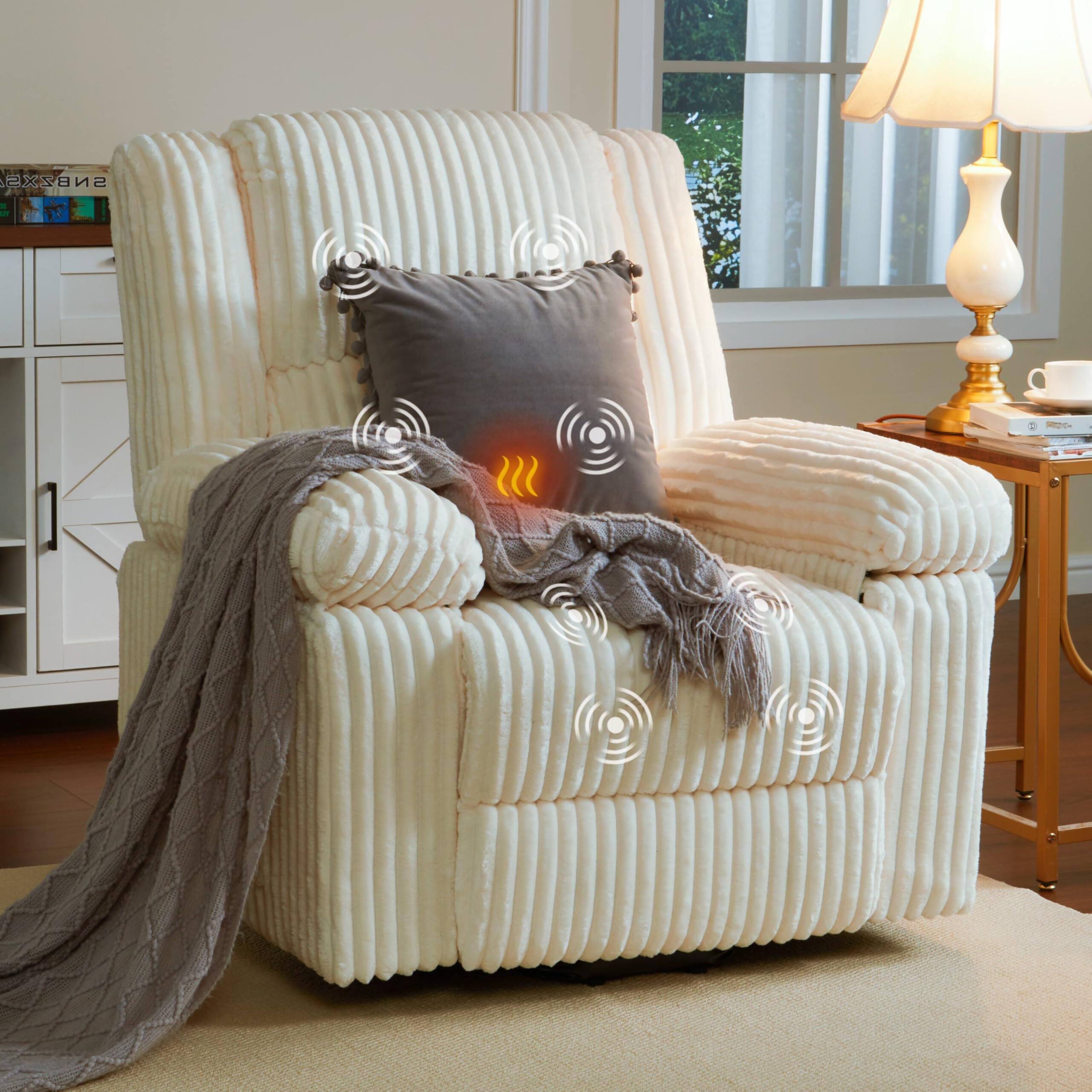 Front. Acekool - Power Lift Recliner Chair with Heat & Massage, Electric Soft-Padded Lift Recliner for Elderly with Side Pockets - Beige.