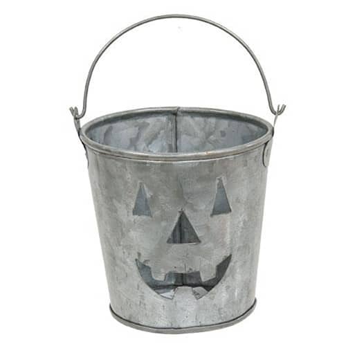 BreeBe - Galvanized Jack Face Metal Bucket - Silver