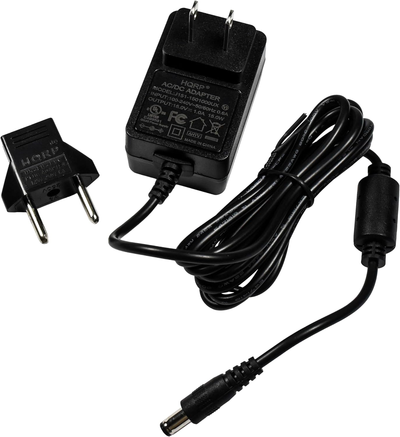 HQRP Adapter  
Model: HQRP  
Input: 100-240V~50/60Hz  
Output: 12V 0.6A  
FC 15.0W  
Made in China
