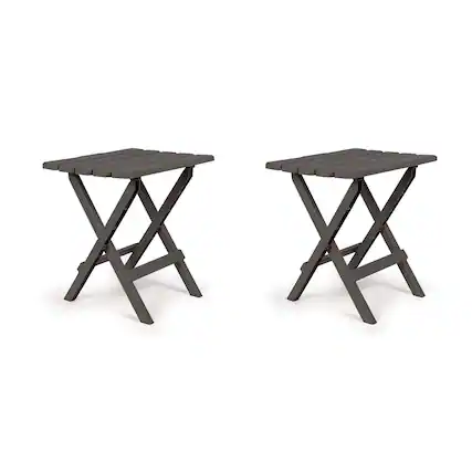 Front. Camco - Camco Large Adirondack Portable and Folding Furniture Table, Charcoal (2 Pack) - Charcoal.