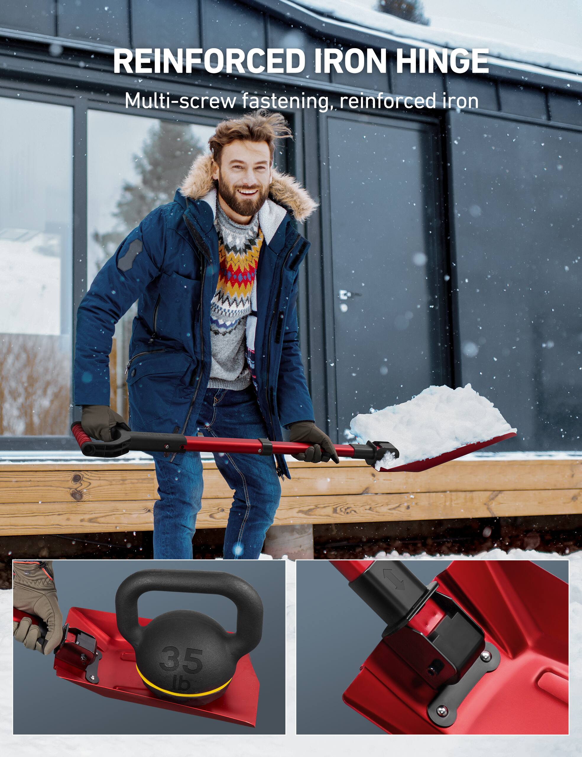 REINFORCED IRON HINGE  
Multi-screw fastening, reinforced iron  

35 lb