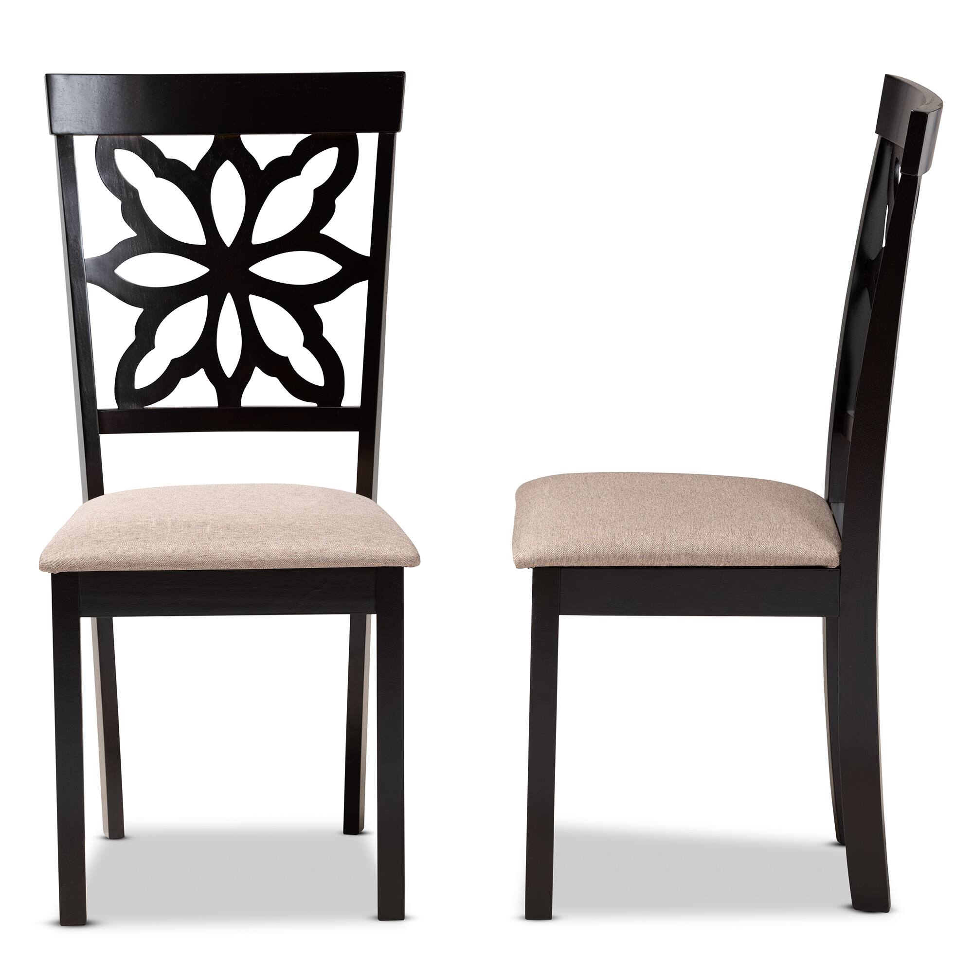 Left. Baxton Studio - Samwell Modern Fabric Upholstered and Finished Wood 2-Piece Dining Chair Set - Sand/Dark brown.