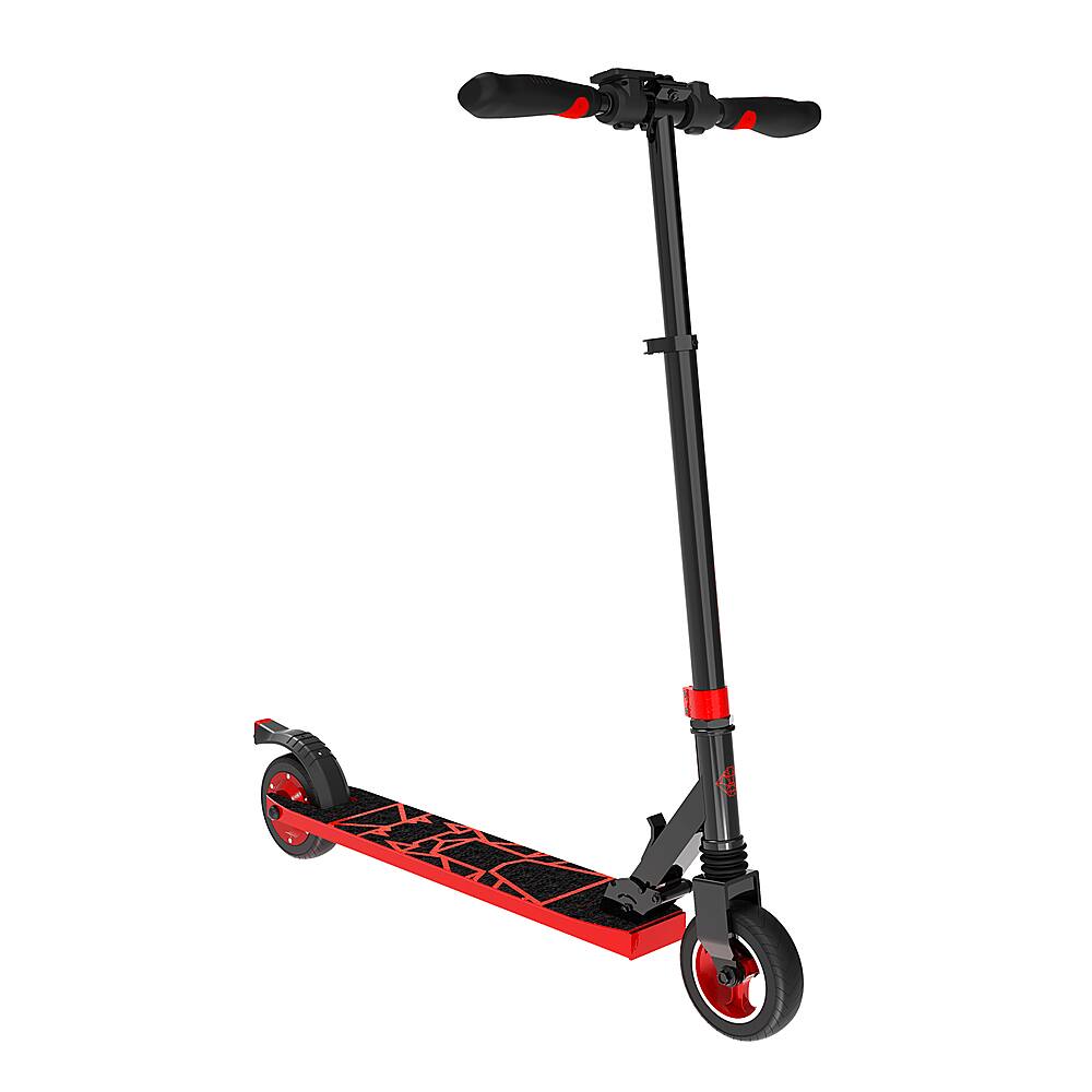 Left View: Swagtron - Swagger Foldable Electric Scooter w/7.9 Mi Max Operating Range & 15.5 mph Max Speed - Red