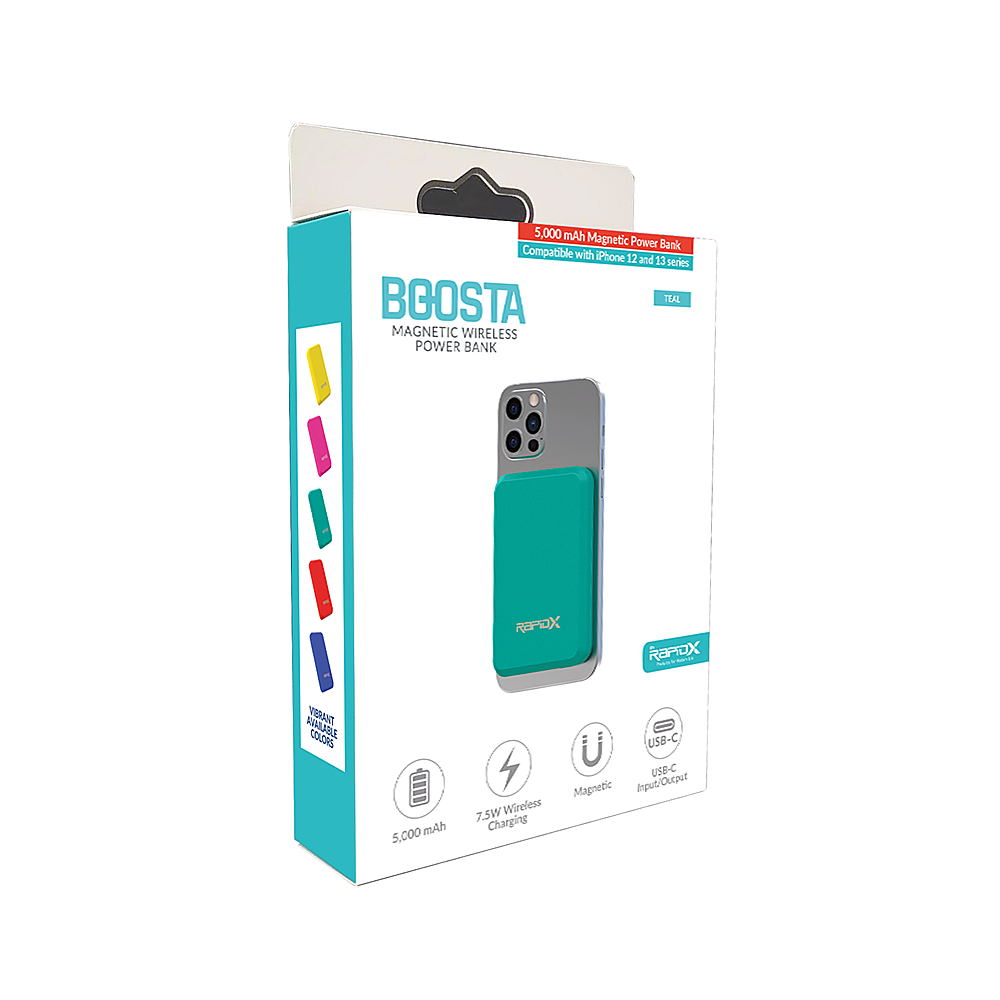 Best Buy: RapidX Boosta 5k mAh 7.5W Magnetic Wireless Portable Charger for  iPhone 12, 13 & 14 Teal RX-BOSTL