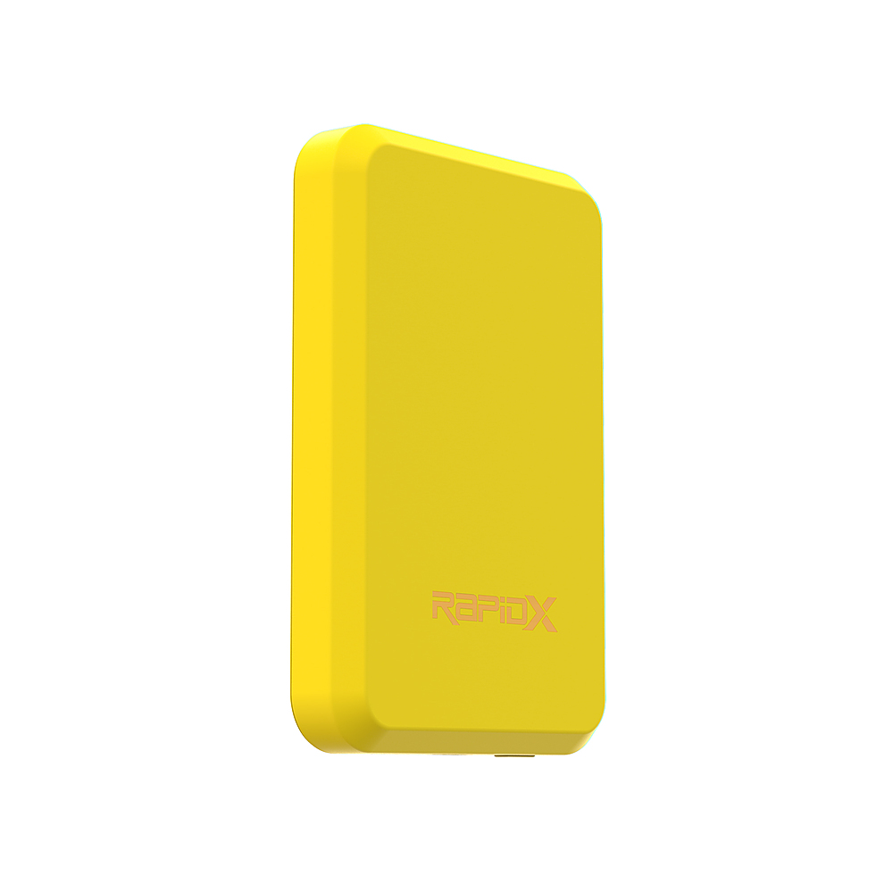 Angle View: RapidX - Boosta 5k mAh 7.5W Magnetic Wireless Portable Charger for iPhone 12 & 13 - Yellow
