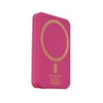 Front. RapidX - Boosta 5k mAh 7.5W Magnetic Wireless Portable Charger for iPhone 12, 13 & 14 - Pink.
