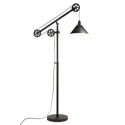 Front. Hudson&Canal - Descartes Floor Lamp - Blackened Bronze.