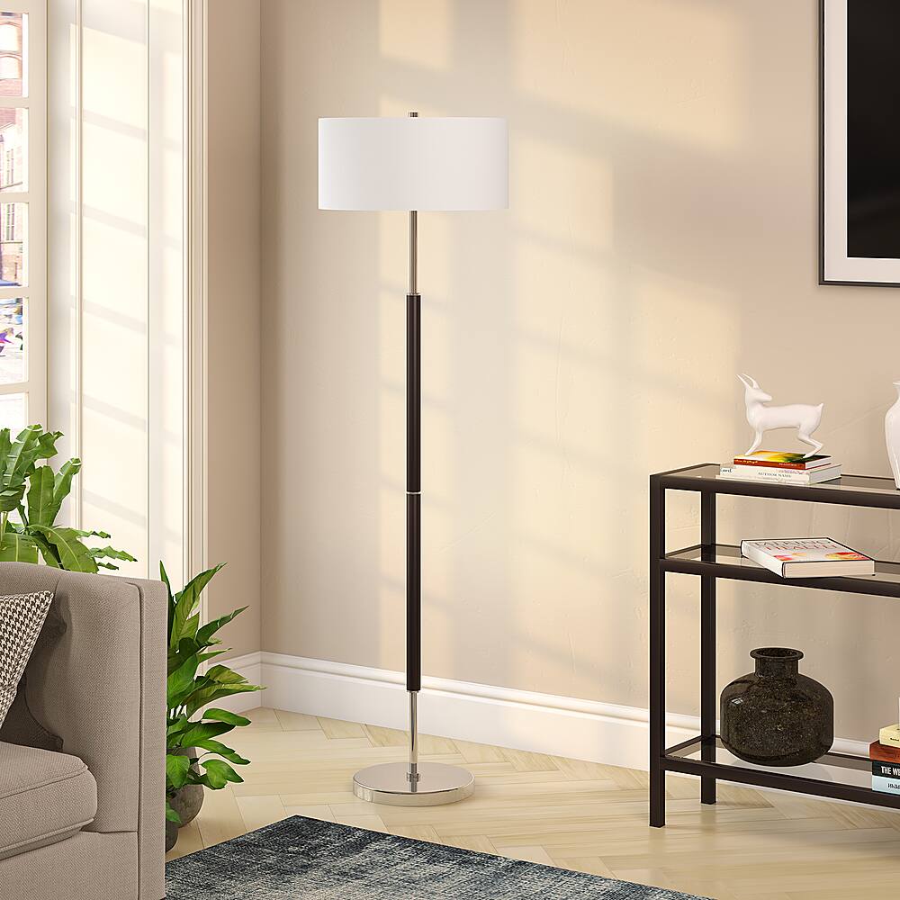Alt View 11. Hudson&Canal - Simone Floor Lamp - Matte Black/Polished Nickel.
