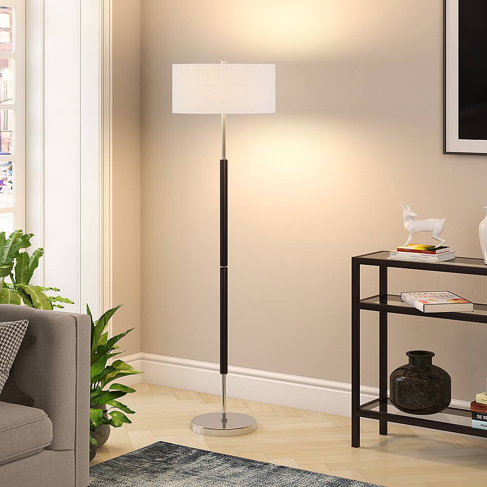 Alt View 12. Hudson&Canal - Simone Floor Lamp - Matte Black/Polished Nickel.