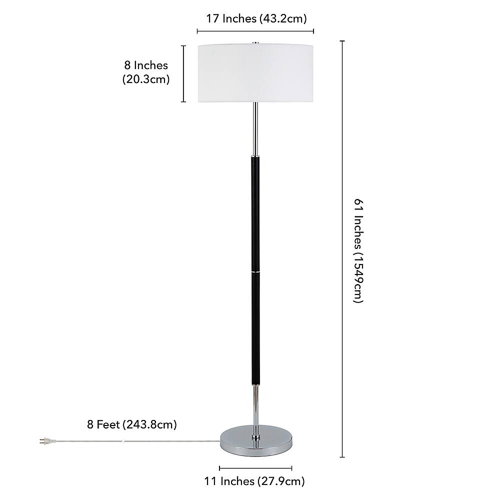 Alt View 13. Hudson&Canal - Simone Floor Lamp - Matte Black/Polished Nickel.