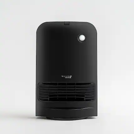 Front. WOOZOO - Oscillating Fan w/ Motion Sensor Portable Electric Space Heater - Black.