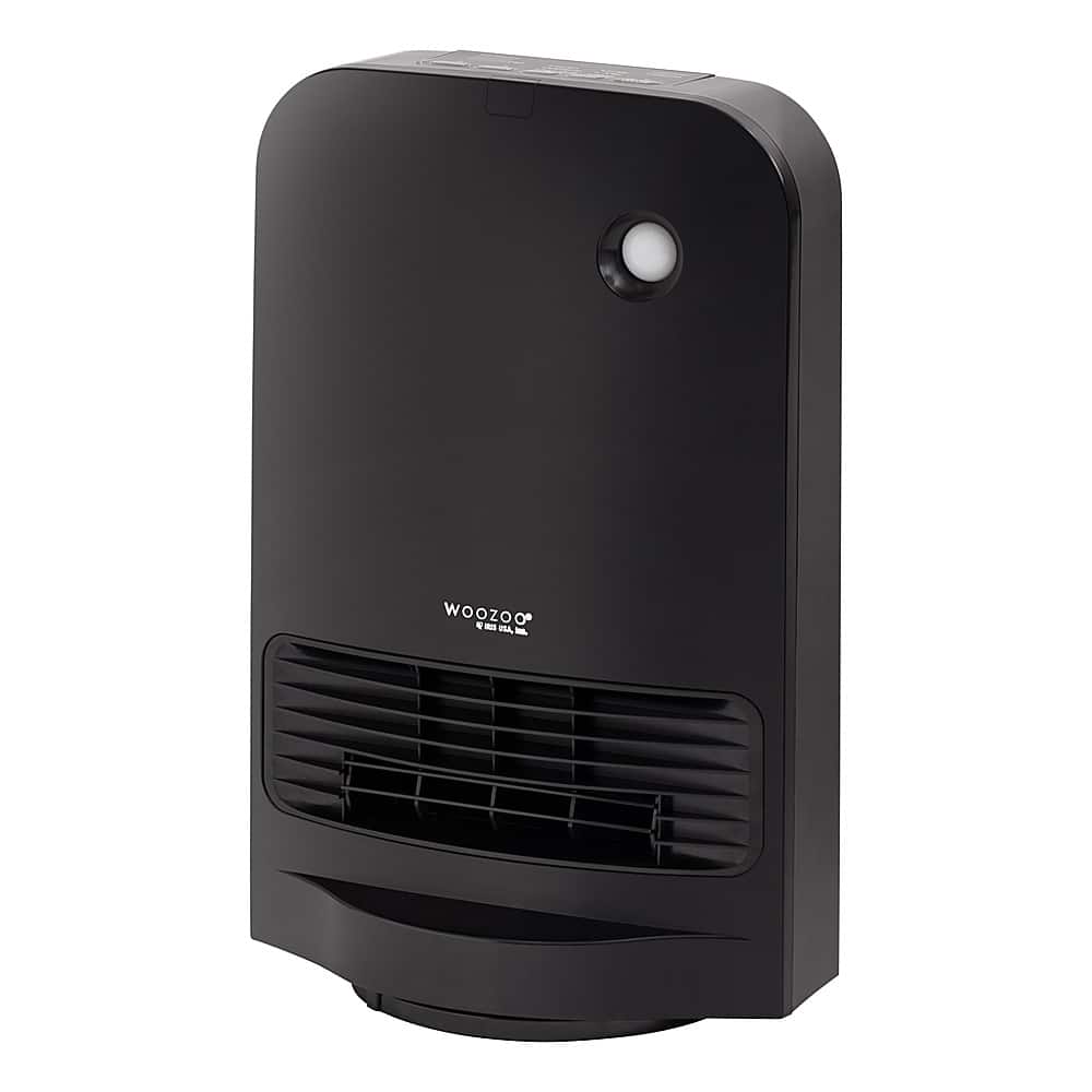 Left. WOOZOO - Oscillating Fan w/ Motion Sensor Portable Electric Space Heater - Black.