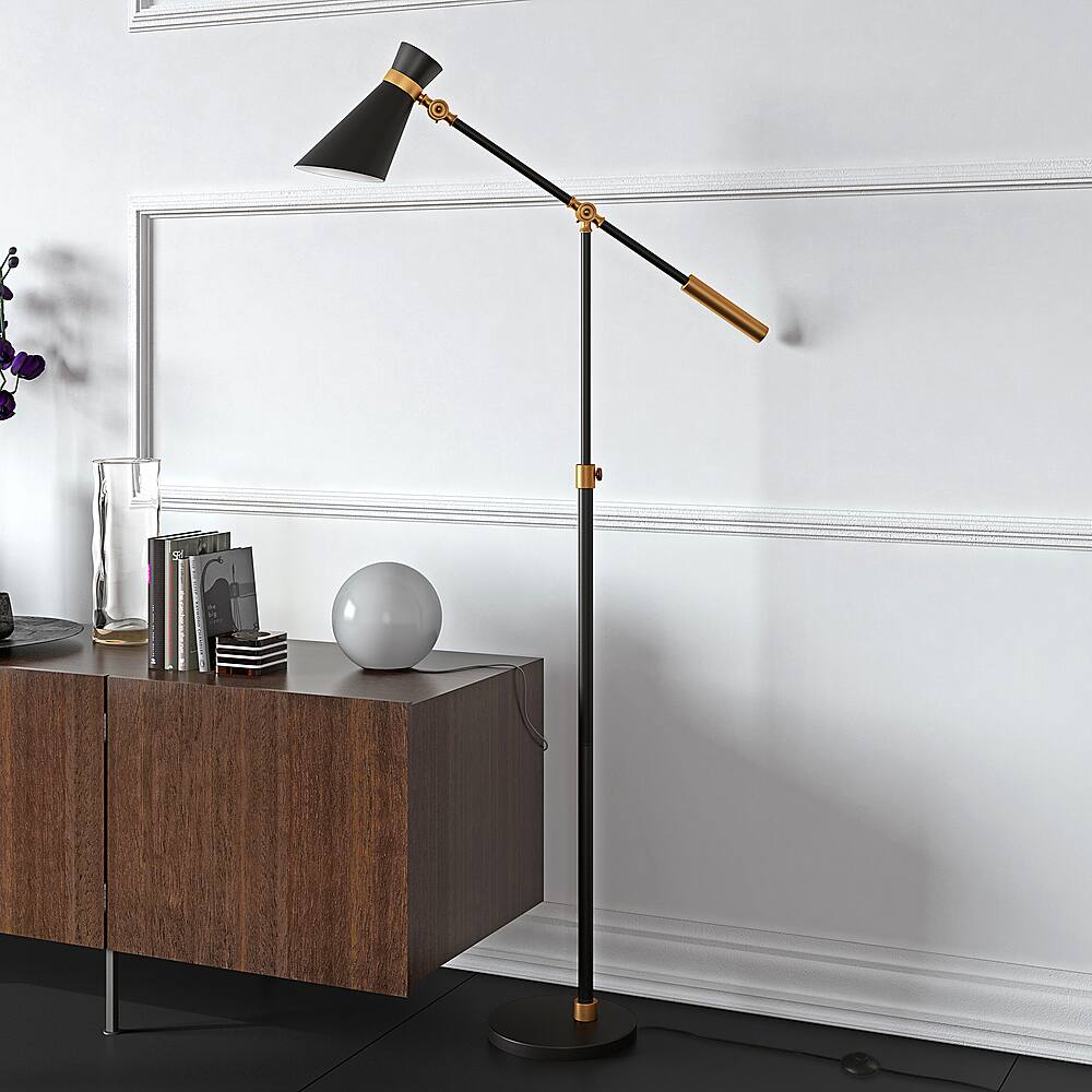 Alt View 11. Hudson&Canal - Rex Floor Lamp - Black/Brass.