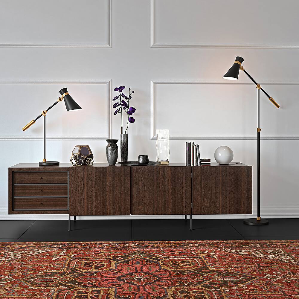 Alt View 12. Hudson&Canal - Rex Floor Lamp - Black/Brass.