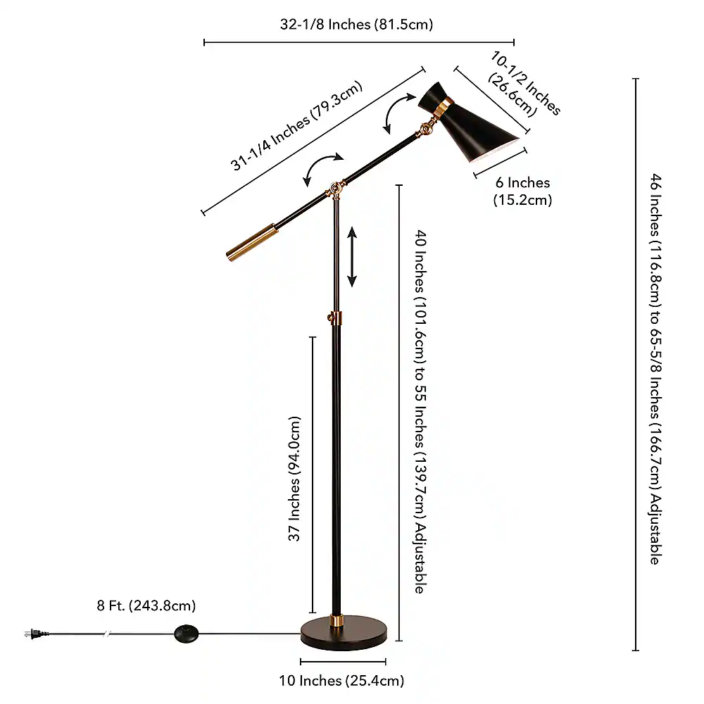 Alt View 13. Hudson&Canal - Rex Floor Lamp - Black/Brass.