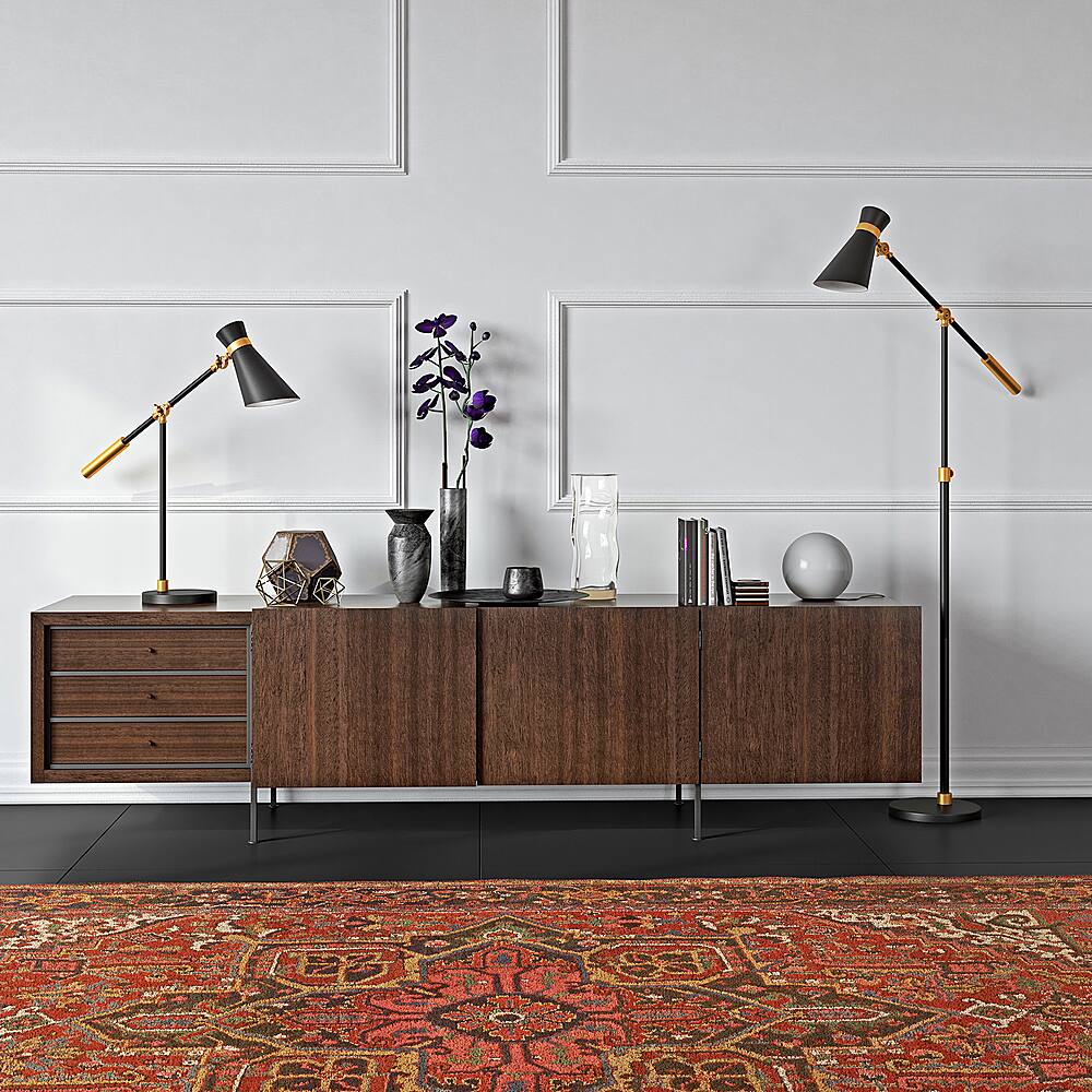 Alt View 19. Hudson&Canal - Rex Floor Lamp - Black/Brass.