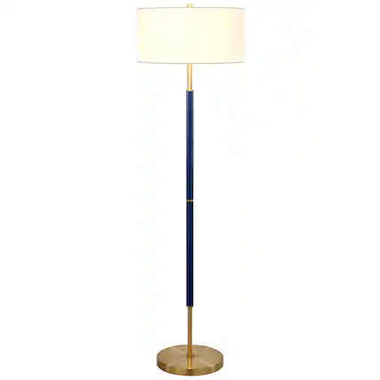 Front. Hudson&Canal - Simone Floor Lamp - Blue/Brass.