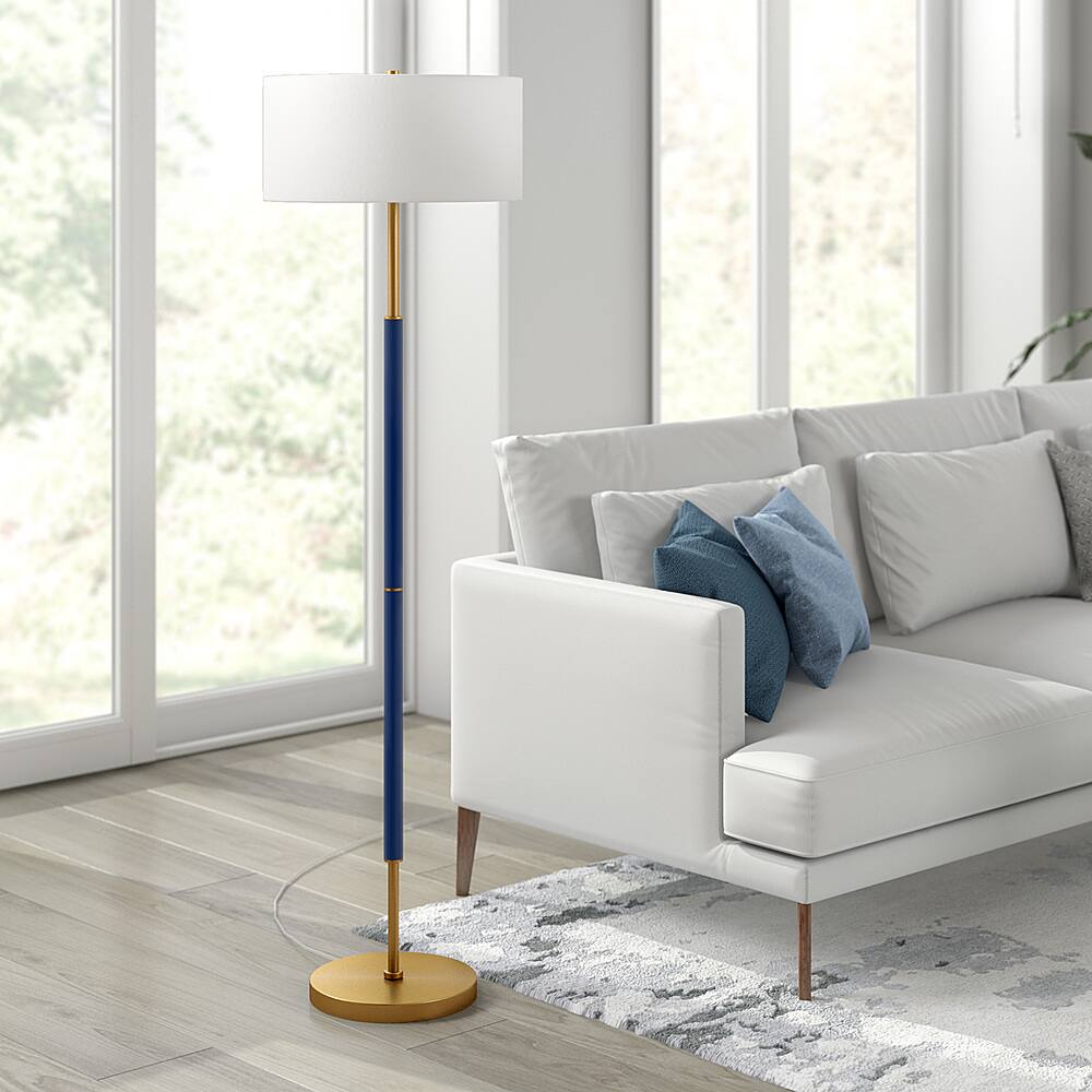 Alt View 11. Hudson&Canal - Simone Floor Lamp - Blue/Brass.