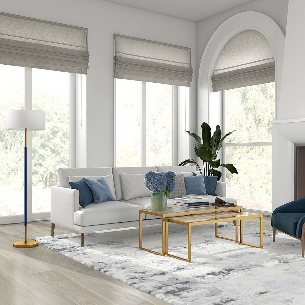 Alt View 12. Hudson&Canal - Simone Floor Lamp - Blue/Brass.