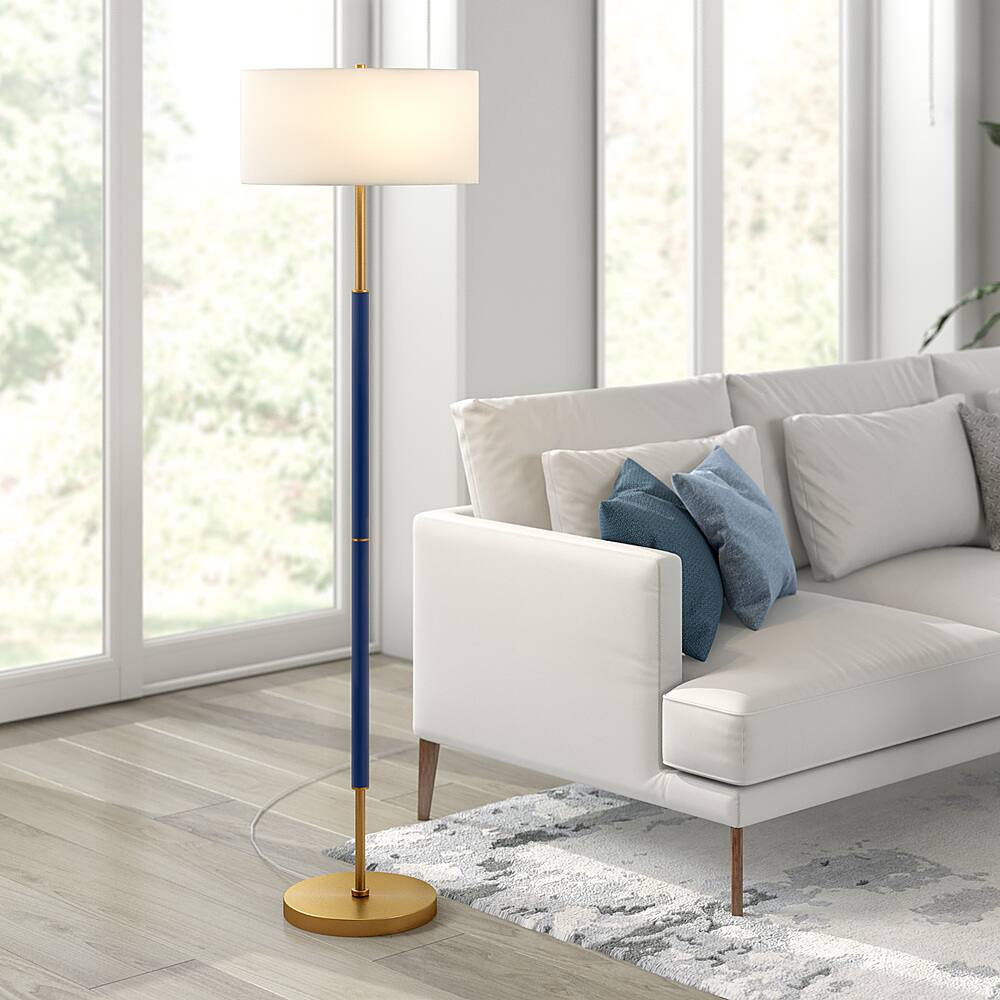 Alt View 17. Hudson&Canal - Simone Floor Lamp - Blue/Brass.
