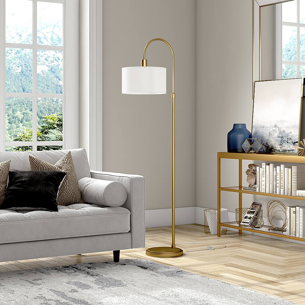 Alt View 12. Hudson&Canal - Veronica Floor Lamp - Antique Brass.