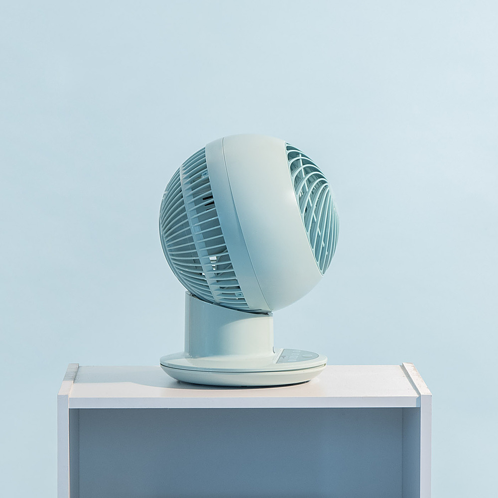 Left View: Woozoo Oscillating Air Circulator Fan with Remote - 5 Speed Desk Fan with Timer - 353 ft² Area Coverage - Blue