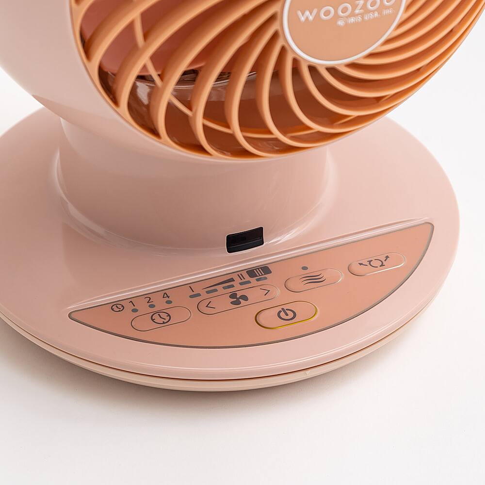 Angle View: Woozoo Oscillating Air Circulator Fan with Remote - 5 Speed Desk Fan with Timer - 353 ft² Area Coverage - Pink