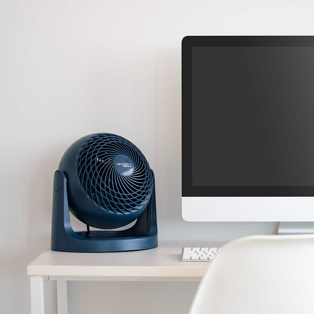 Angle View: Woozoo Air Circulator Fan - 3 Speed Desk Fan - 275 ft² Area Coverage - Navy