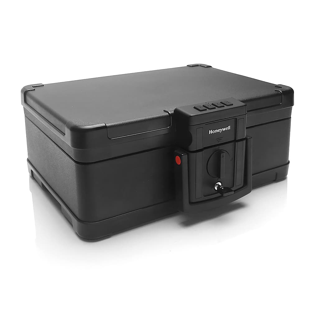 Angle. Honeywell - .24 Cu. Ft. Fire- and Water-Proof Chest Safe with Digital Lock - Black.
