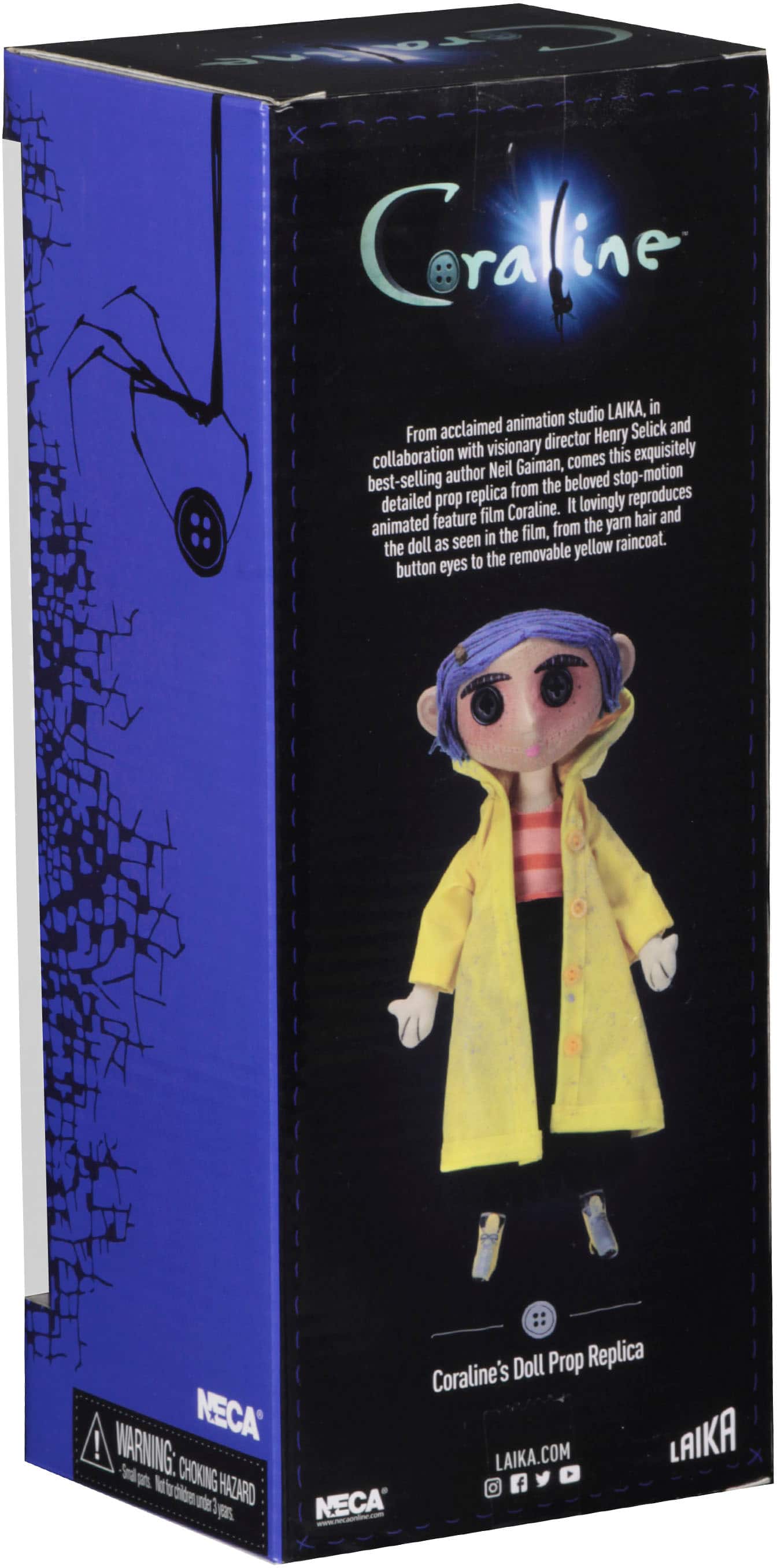 Left. NECA - Coraline – Prop Replica – 10″ Doll.