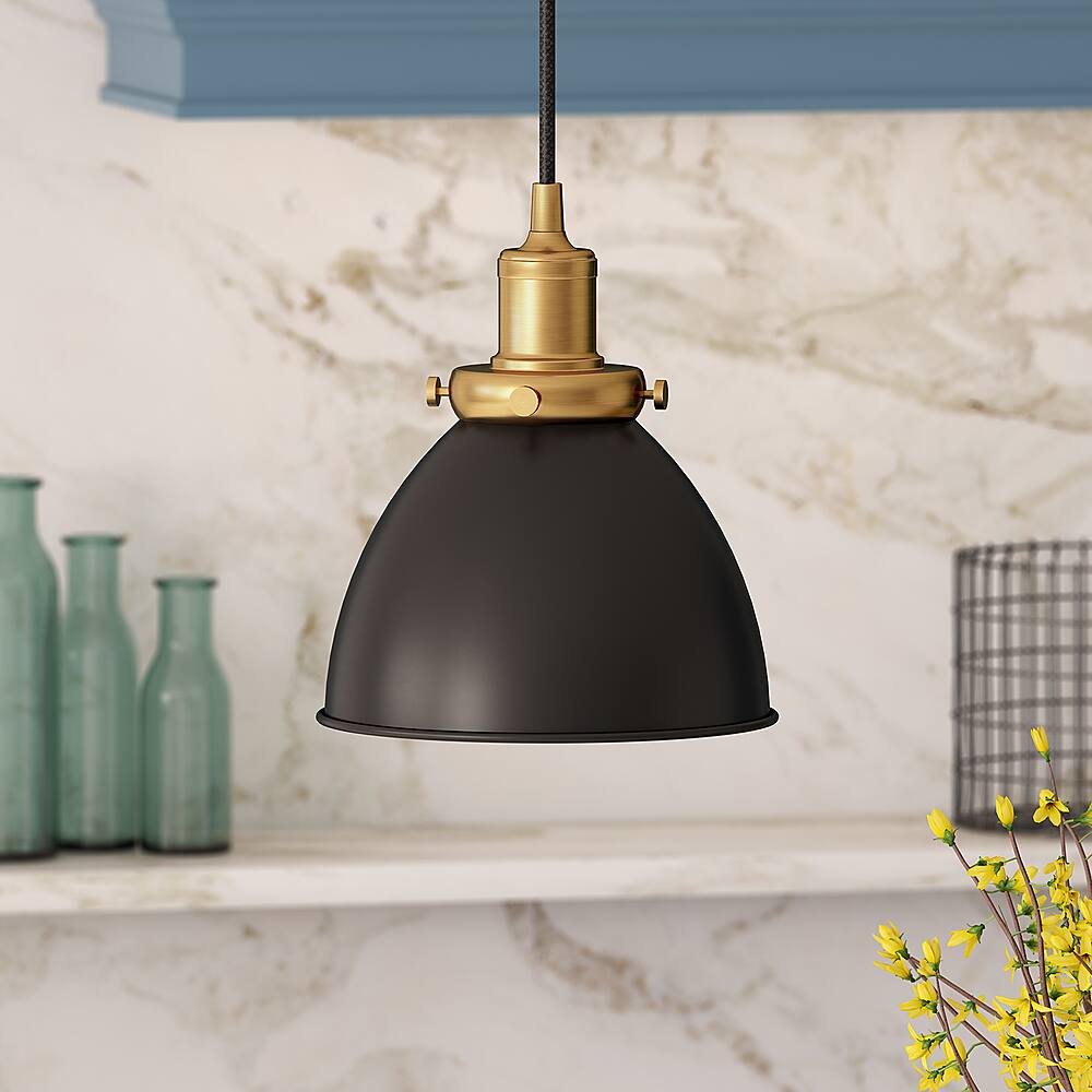 Alt View 11. Hudson&Canal - Madison 8" Metal Pendant - Black/Brass.