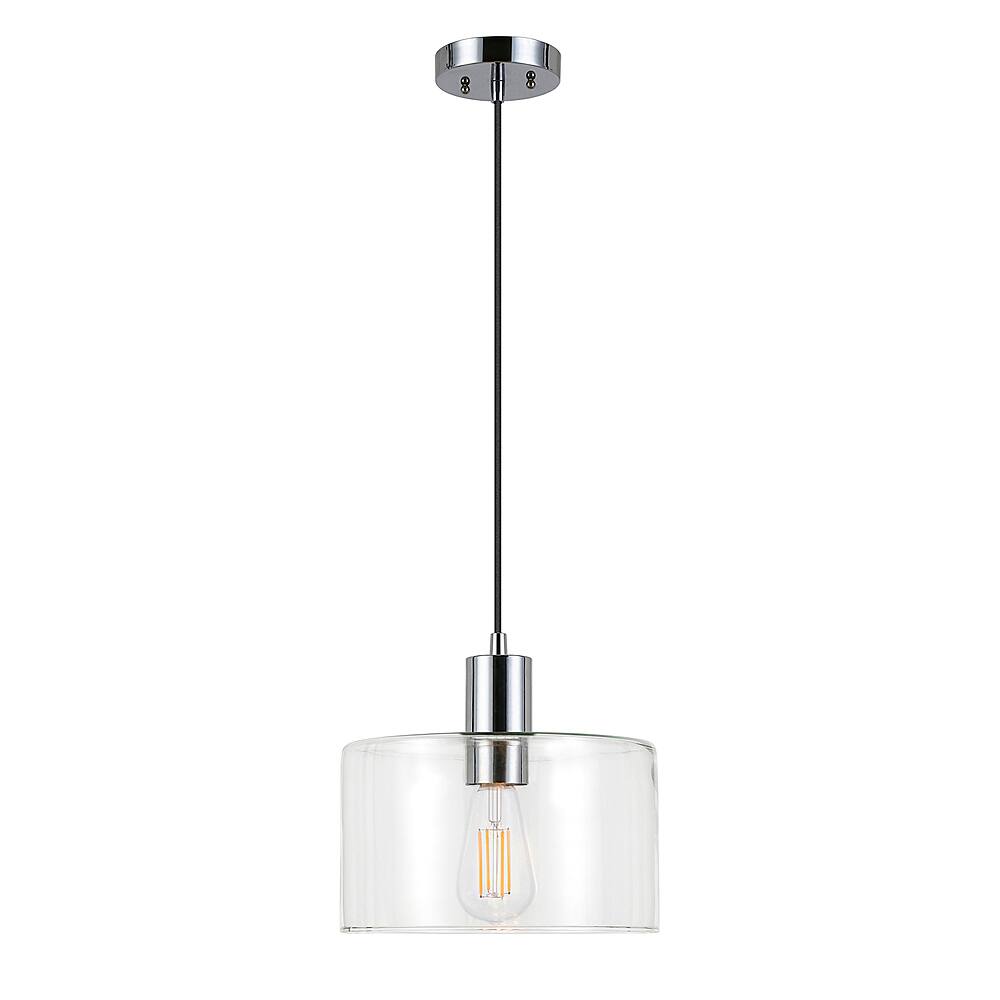 Angle View: Camden&Wells - Henri Clear Glass Pendant - Polished Nickel