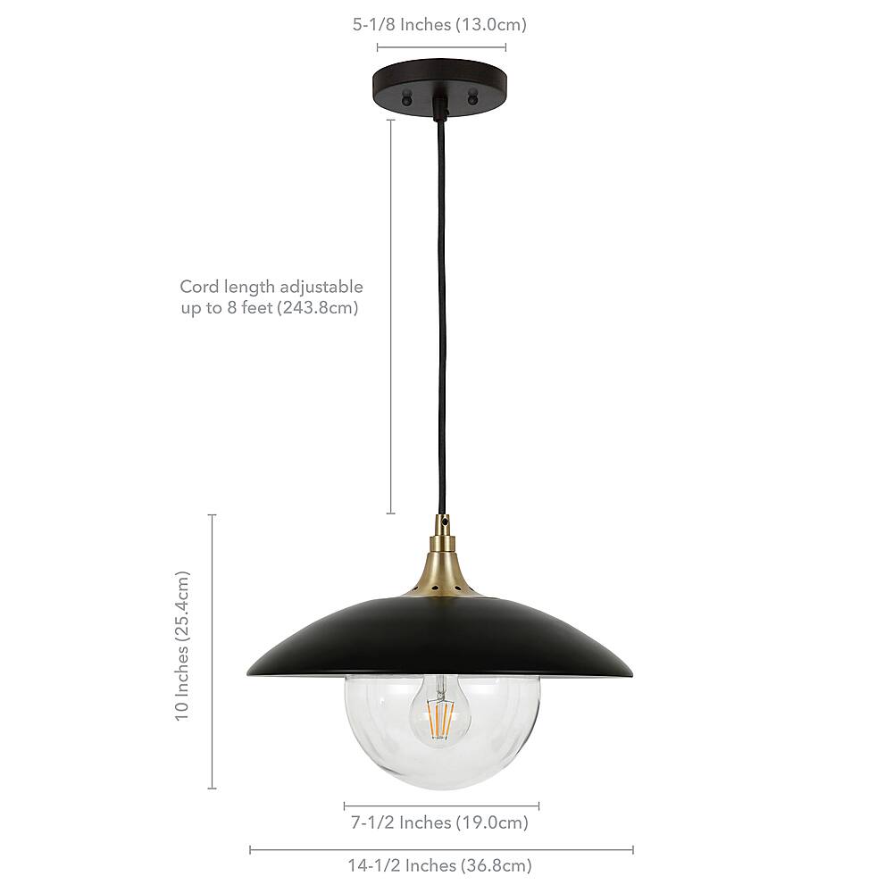 Alt View 12. Hudson&Canal - Alvia Clear Glass Pendant - Matte Black/Brass.