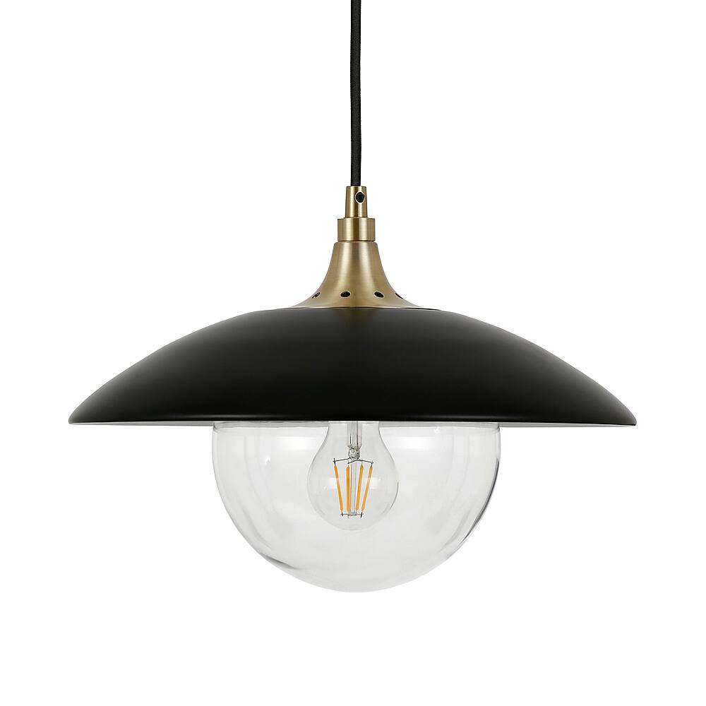 Alt View 14. Hudson&Canal - Alvia Clear Glass Pendant - Matte Black/Brass.
