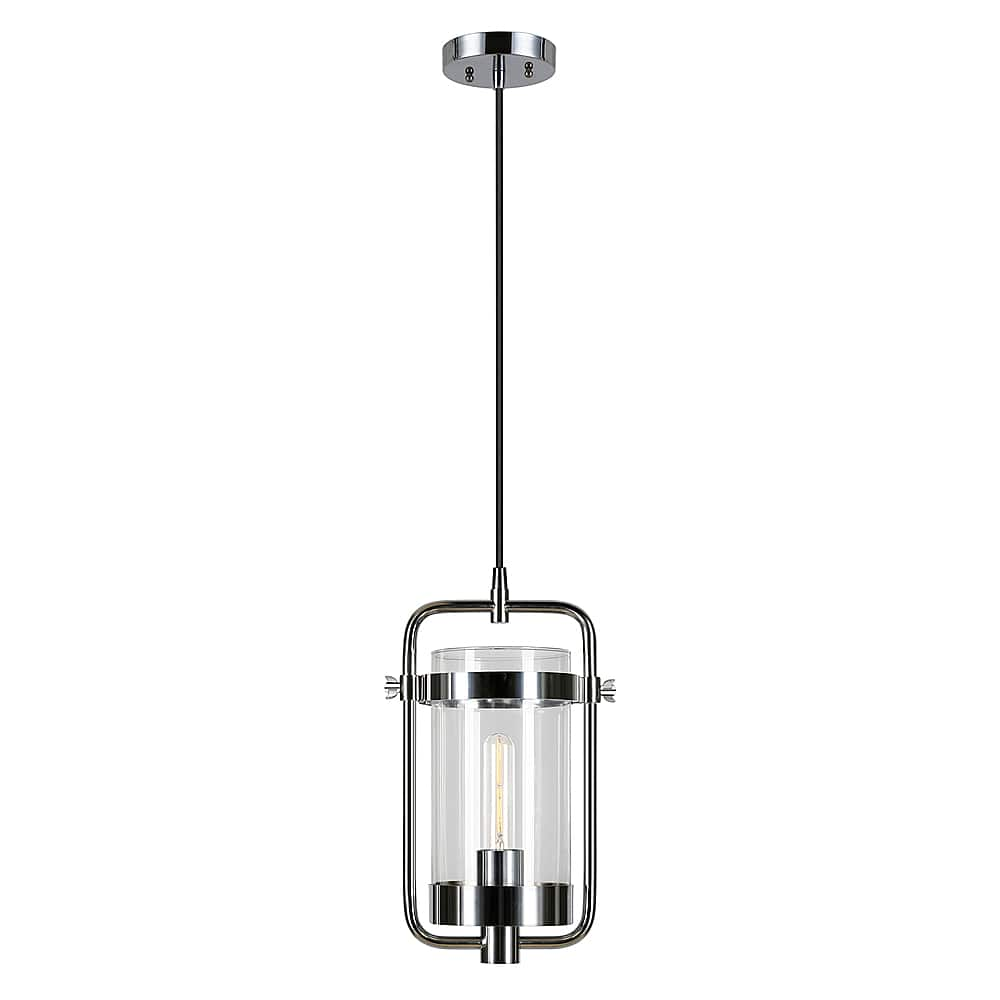 Angle View: Camden&Wells - Orion Industrial Clear Glass Pendant - Polished Nickel