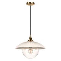 Camden&Wells - Alvia Clear Glass Pendant - Pearled White/Brass - Front_Zoom