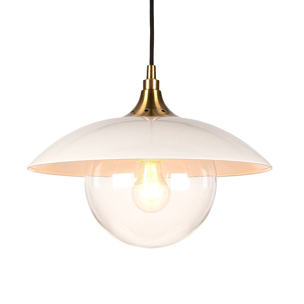 Alt View 12. Hudson&Canal - Alvia Clear Glass Pendant - Pearled White/Brass.