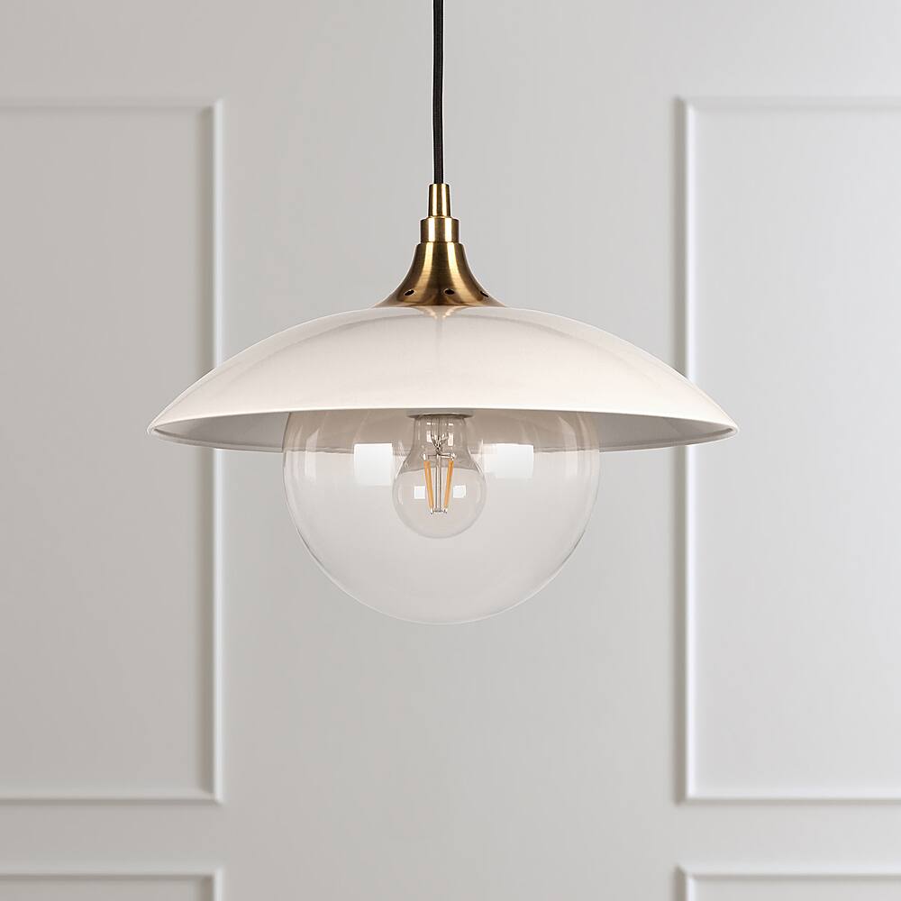 Alt View 18. Hudson&Canal - Alvia Clear Glass Pendant - Pearled White/Brass.