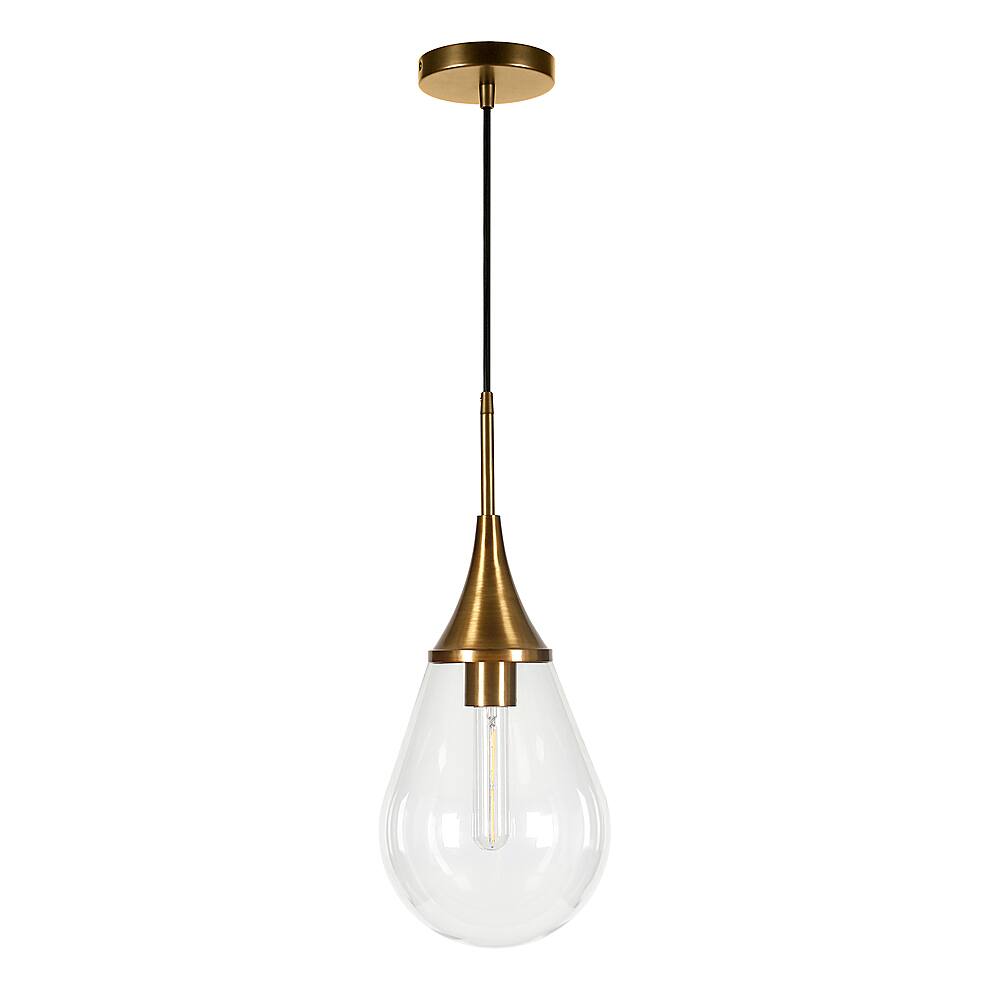 Angle View: Camden&Wells - Ambrose Clear Glass Pendant - Brass